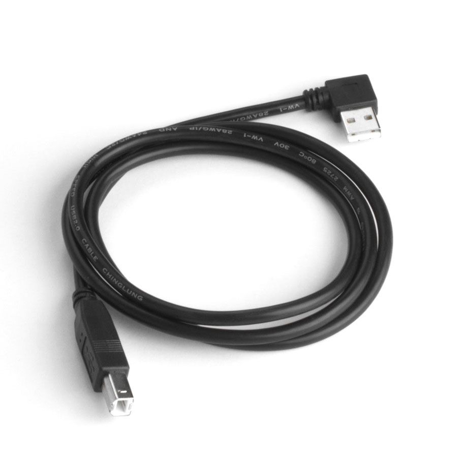 USB 2.0 cable AB, plug A angled to the RIGHT, 1m
