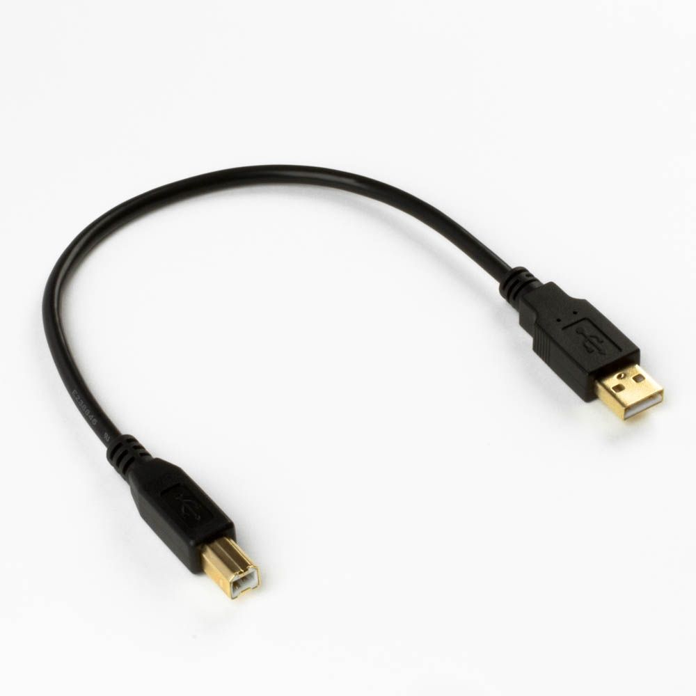 Short USB cable AB PREMIUM quality, gold plated plugs, black, 30cm