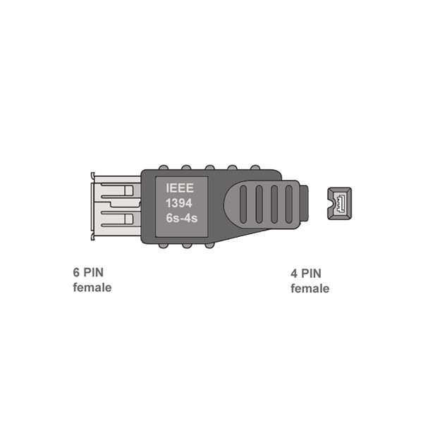 Firewire adapter 6-pin female to 4-pin female