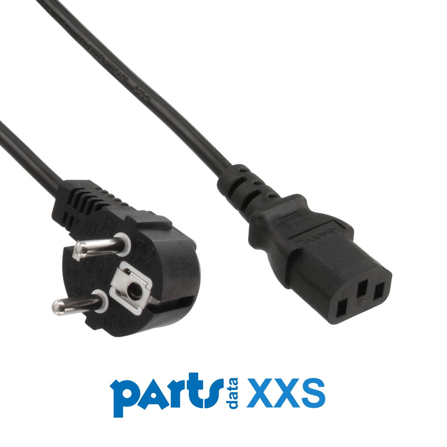 Short power cord for Continental Europe CEE 7/7 E+F 90° to C13 30cm