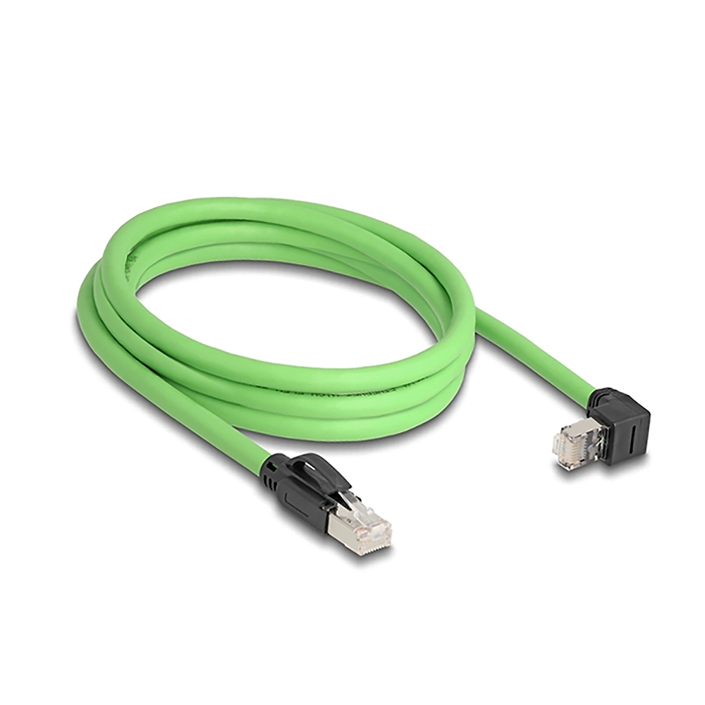 Cat.6A network cable 1x RJ45 angled UP, PUR (TPU), 2m
