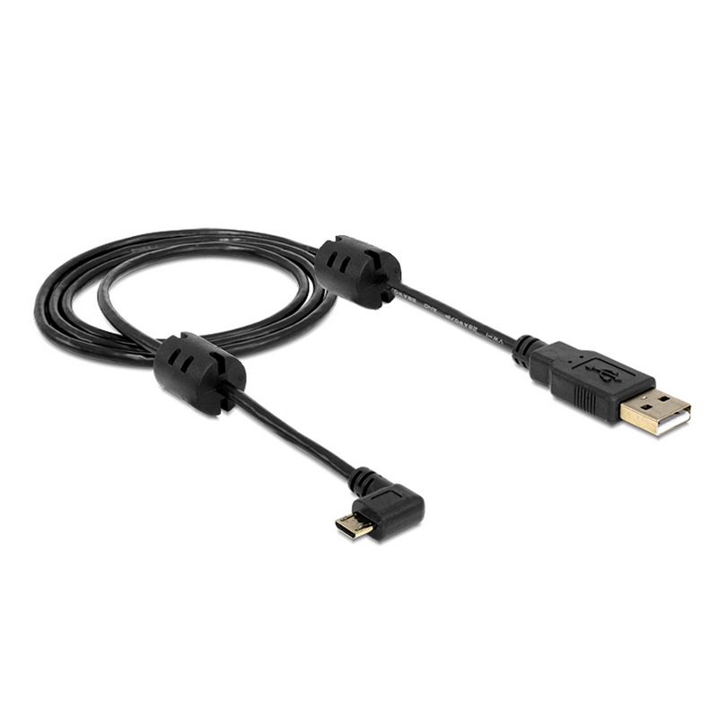 Angled MICRO USB cable: A male to Micro B 90° ANGLE LEFT 1m
