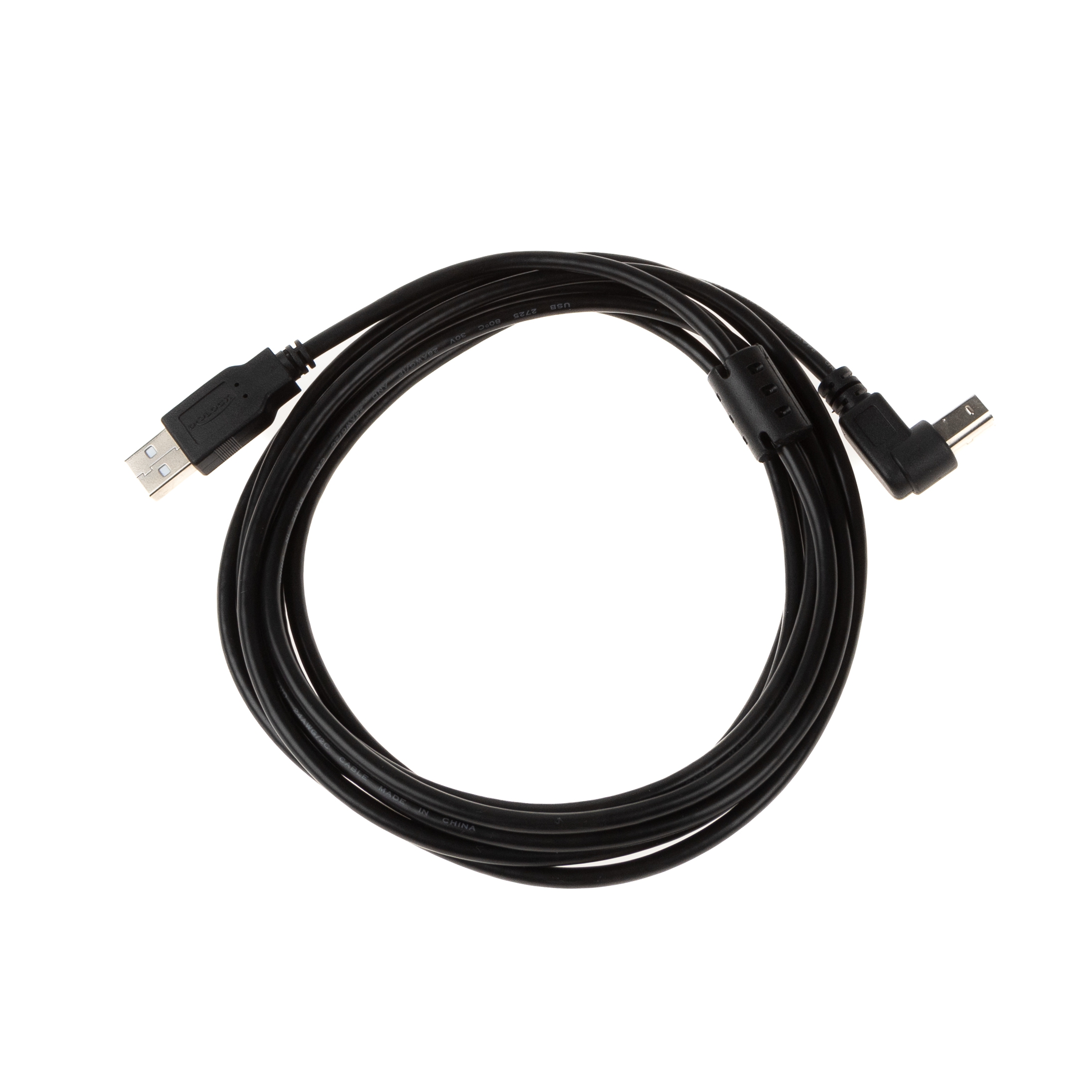 USB 2.0 cable with B plug 90° ANGLED DOWN with ferrite core 3m