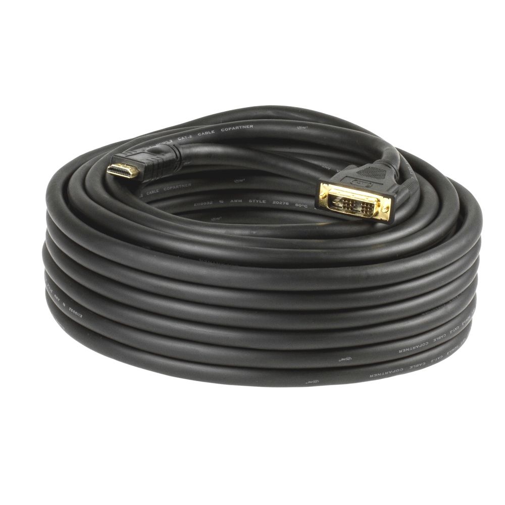 HDMI to DVI adapter cable, DVI plug type 18+1, 15m HDMI to DVI adapter cable, DVI plug type 18+1, 15m