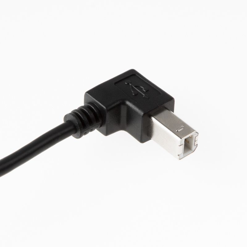 USB 2.0 cable with very small B plug 90° right angled DOWN 1m