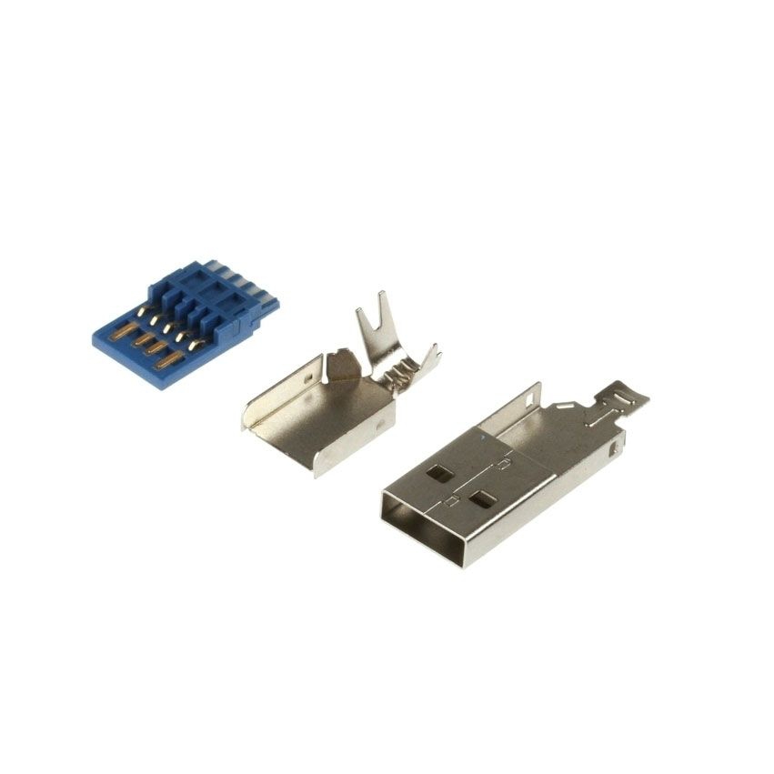 USB 3.0 plug type A male , solder type (without hood)