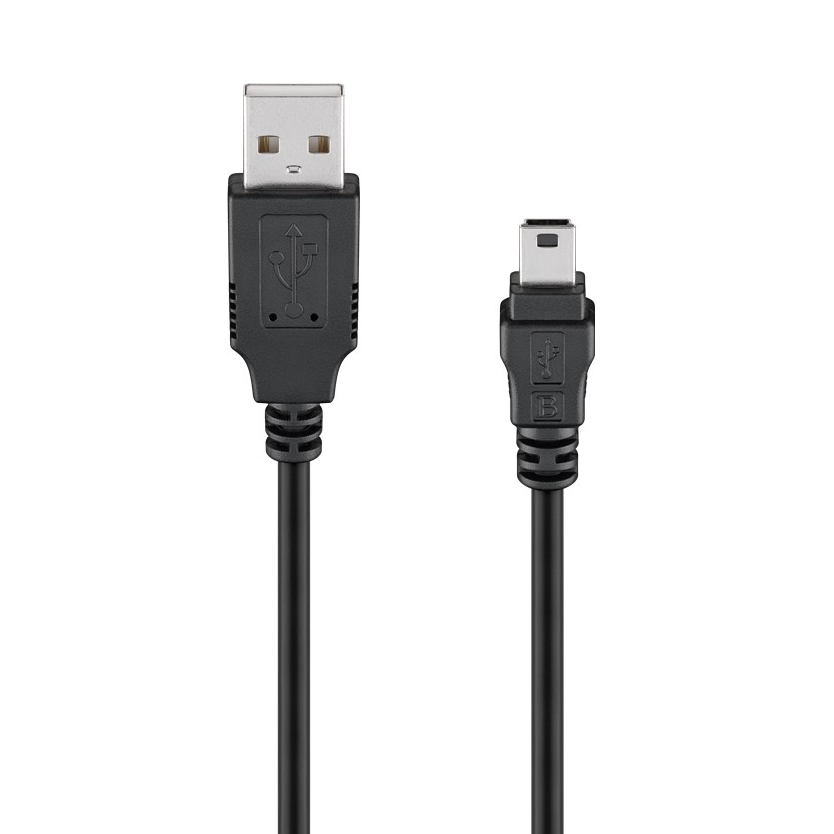USB 2.0 cable with plug A to Mini B, 5m