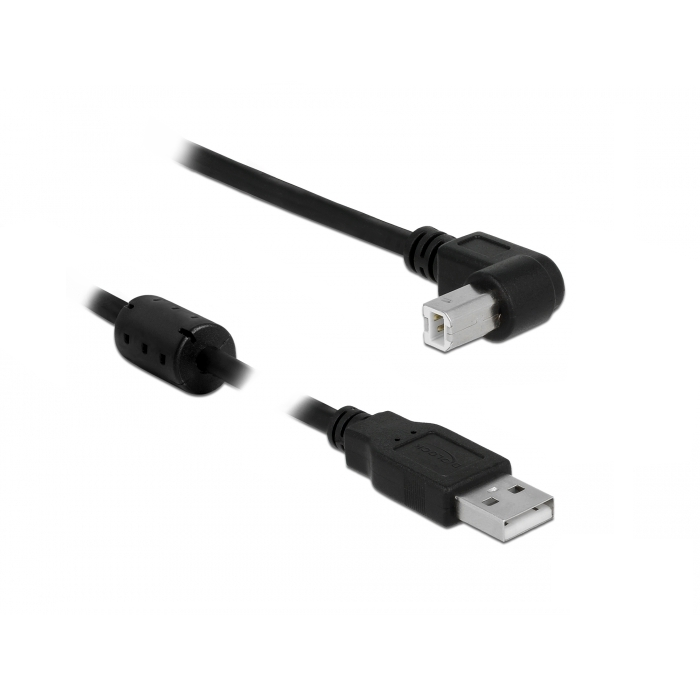 USB 2.0 cable with B plug 90° ANGLED DOWN with ferrite core 150cm