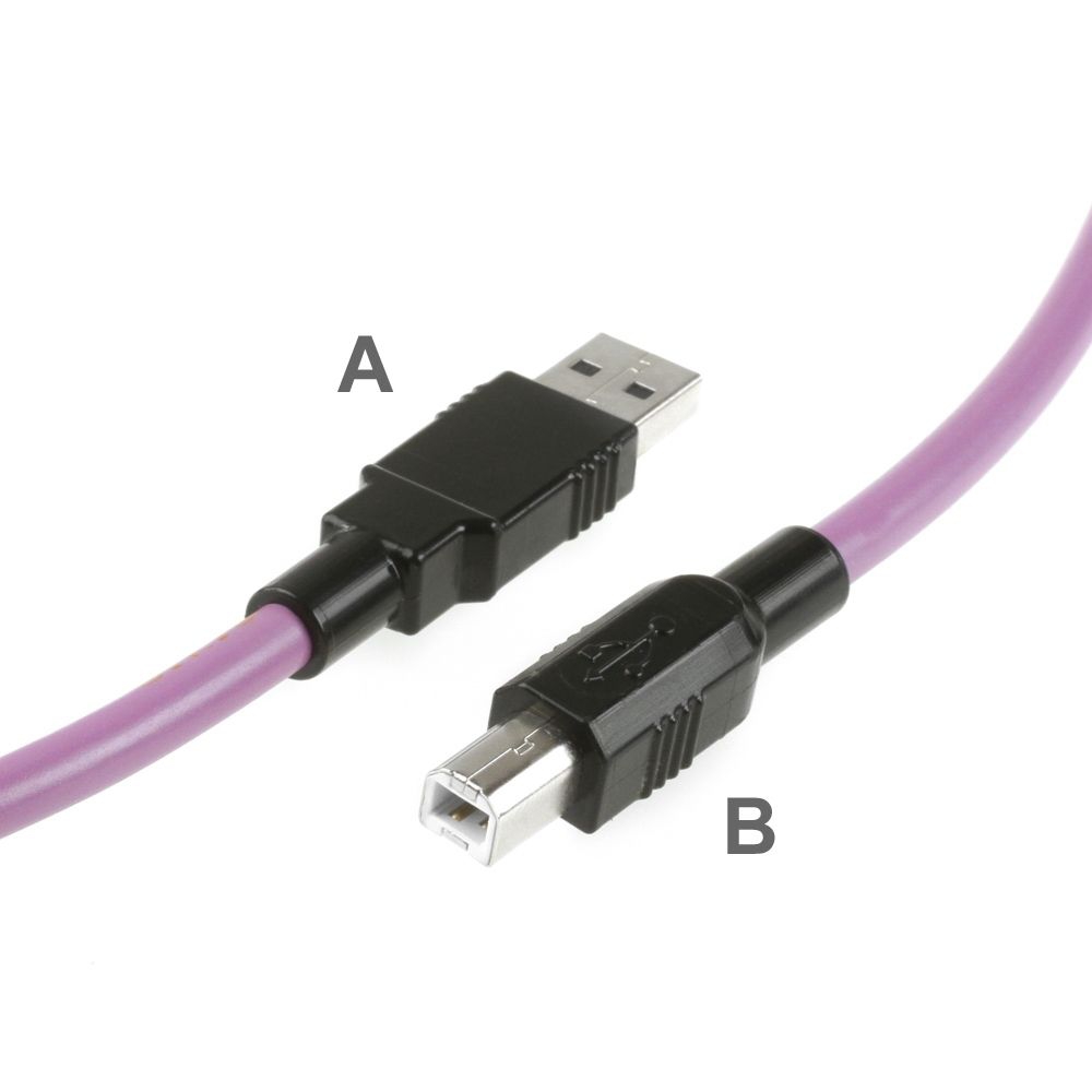 USB 2.0 PUR cable for industry + drag chains, type A to B, 1m