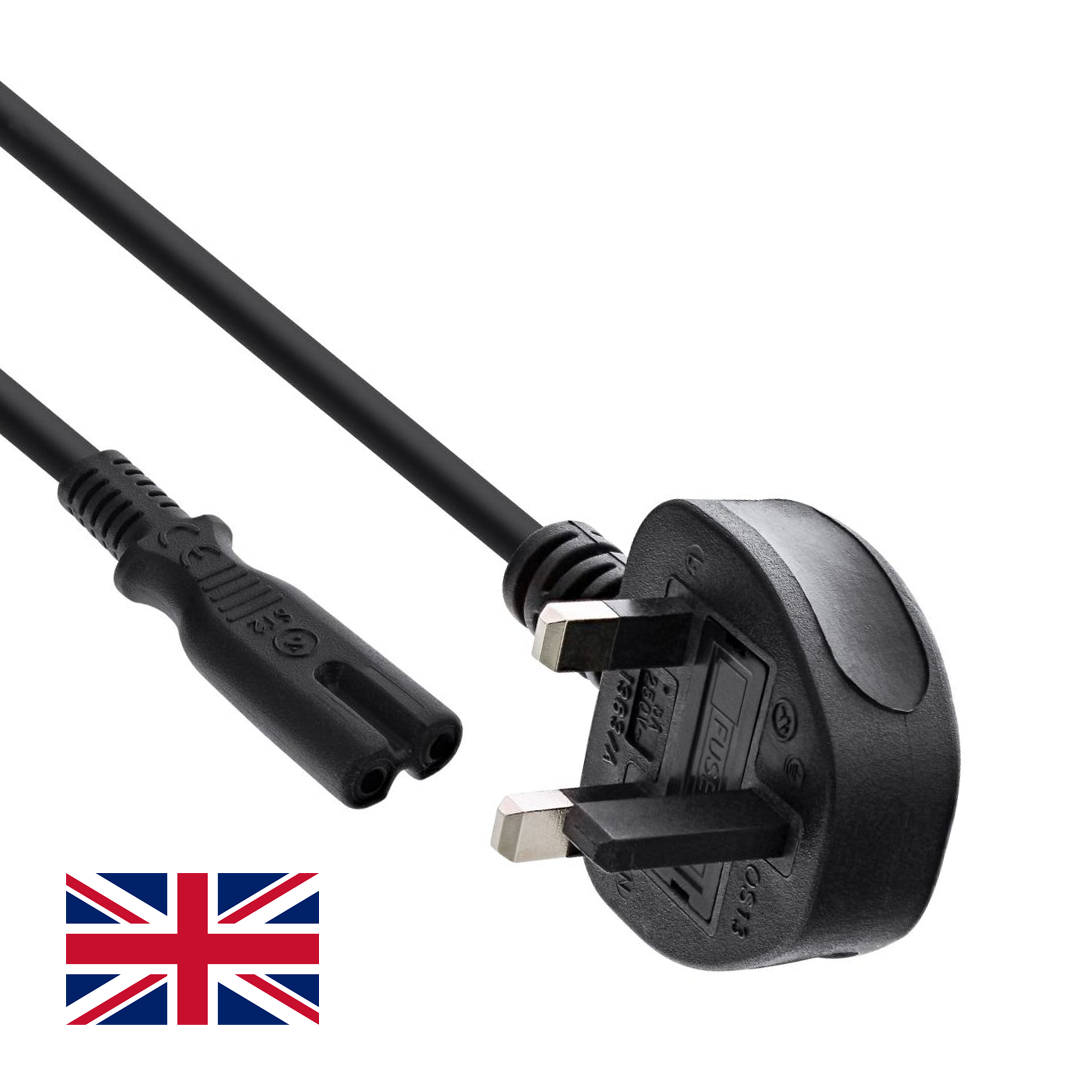 Power cord for UK + IRELAND with 2 pin EURO8 plug 180cm