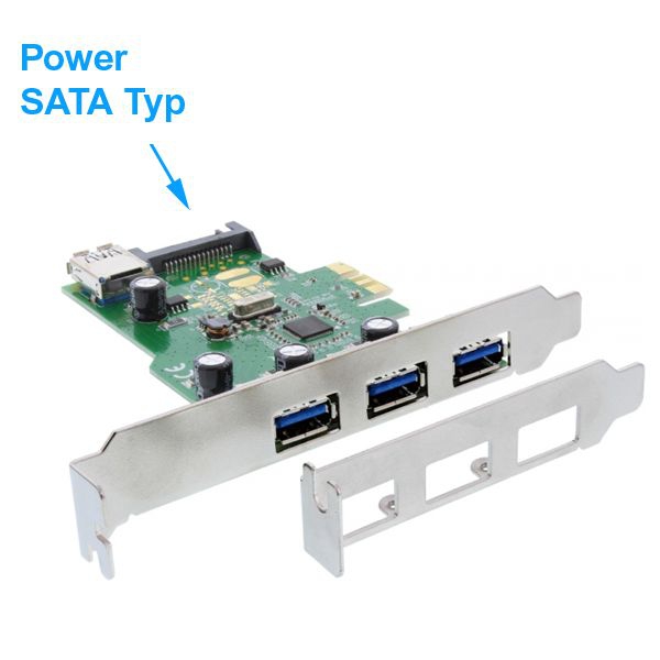 PCIexpress USB 3.0 card X1 3+1 port with power port type SATA