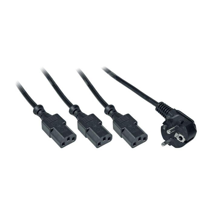 Y power cord for 3 devices (60cm + 3x 120cm) 180cm