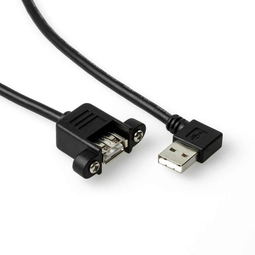 Mountable USB cable A female to A male 90° angled RIGHT 1m
