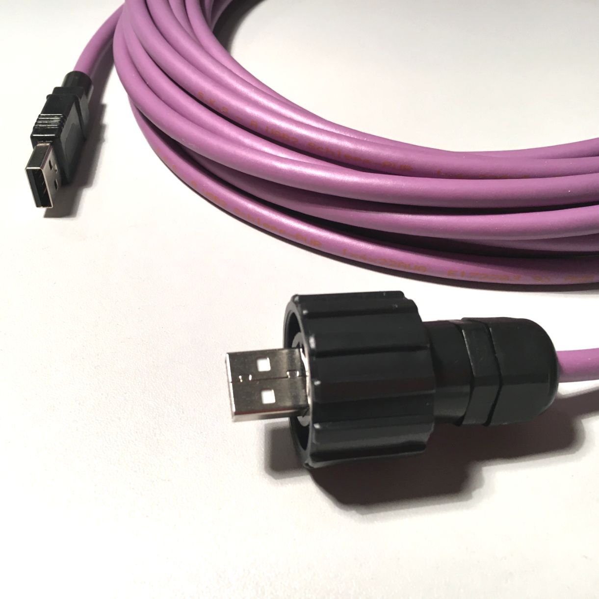 USB 2.0 PUR cable for industry + drag chains, type A to CONEC A IP67, 5m