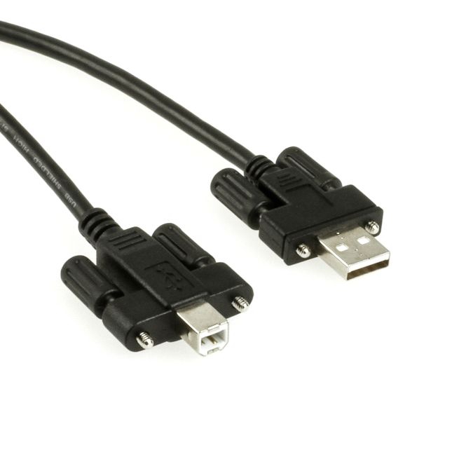 USB 2.0 cable AB with screws on both sides 2m