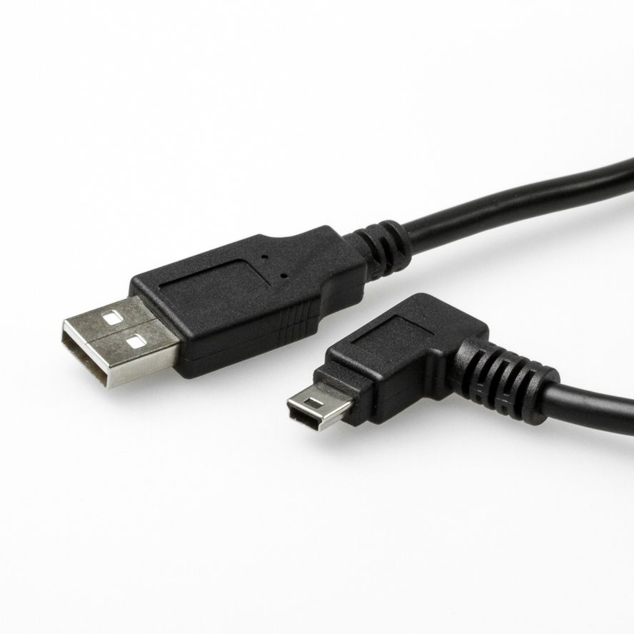 USB 2.0 cable with Mini B plug RIGHT ANGLED, UL cable material, 5m