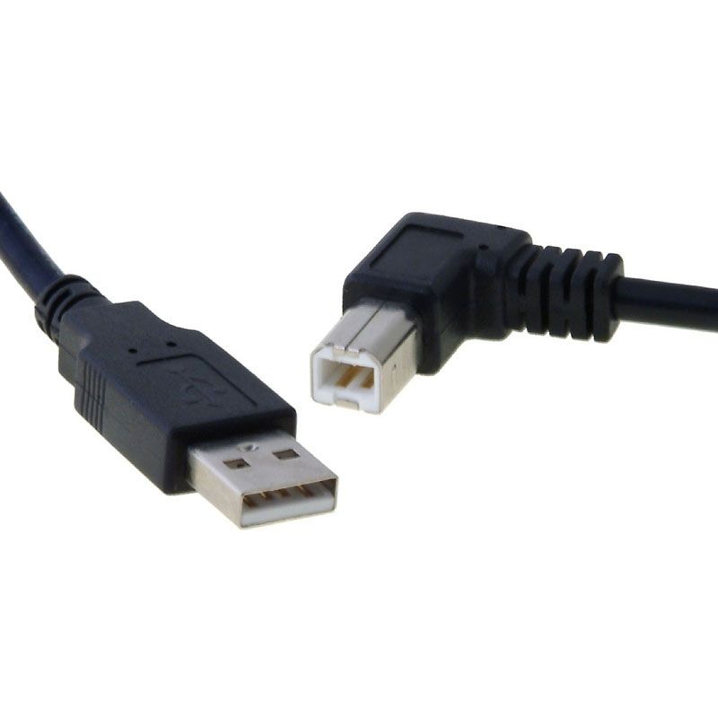 USB 2.0 cable plug B 90° angled LEFT 50cm