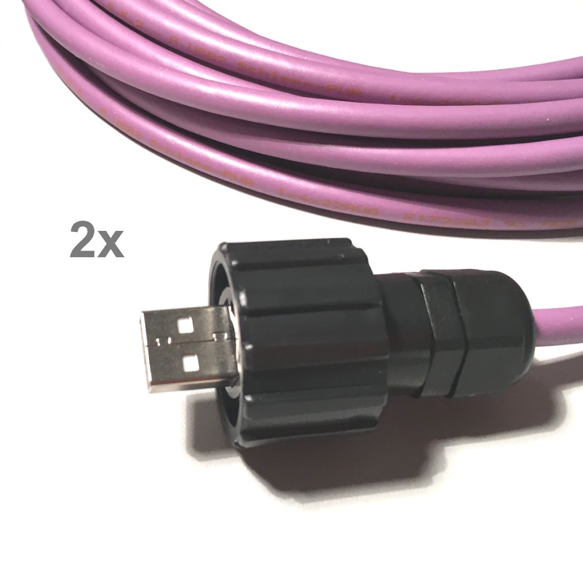 USB 2.0 PUR cable for industry + drag chains, 2x plug CONEC A IP67, 5m