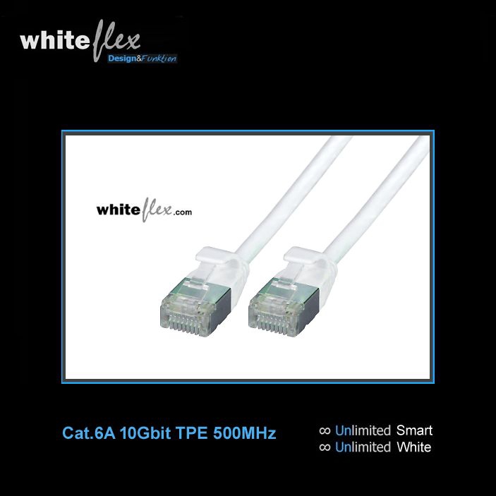 WHITEFLEX Cat.6A patch cable TPE white + flexible 3m