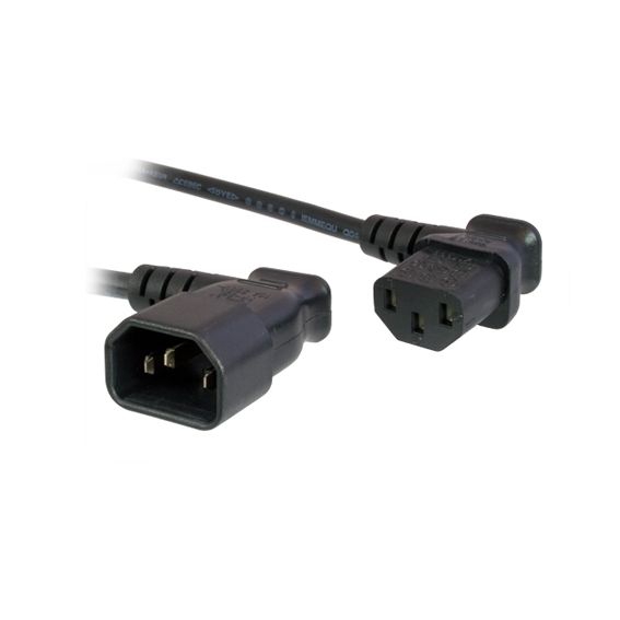 Power cord extension cable 2x angled C13-C14 40cm
