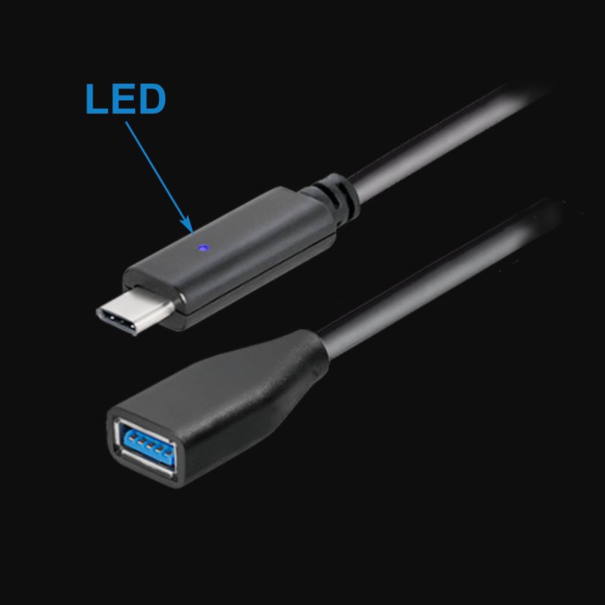 Cable USB 3.1 Type-C™ male with LED to USB 3.0 A female 20cm