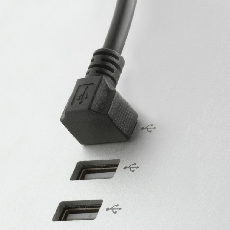 Short USB cable with right angled plug A 90° UP to B straight 40cm
