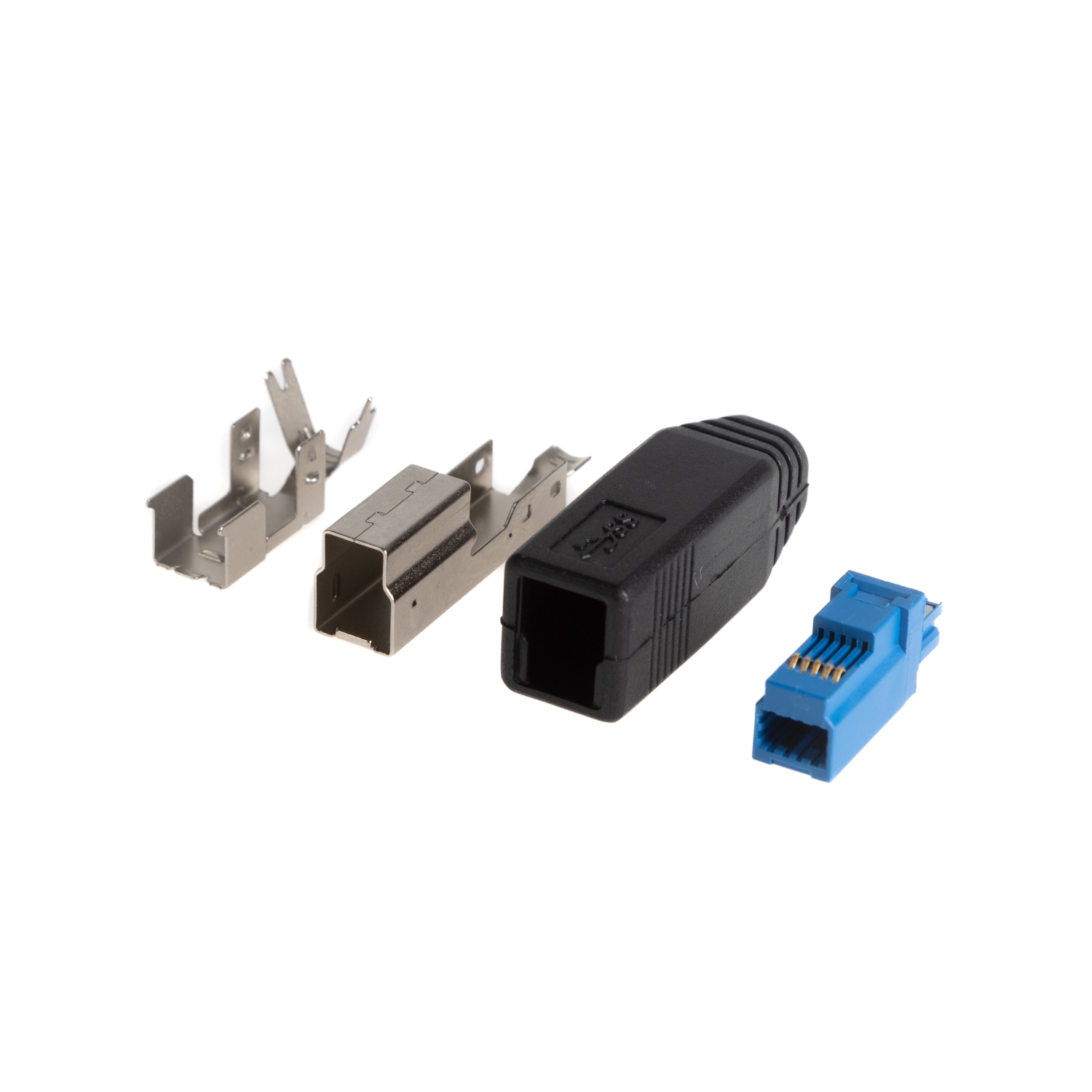 USB 3.0 plug type B male, solder type (with hood)