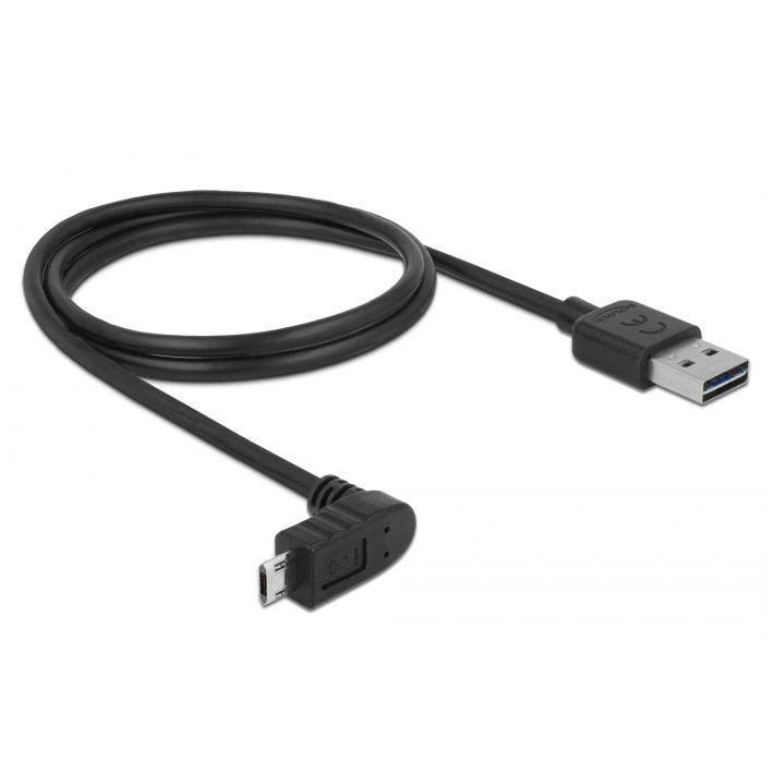 MICRO USB cable: A male to Micro B 90° ANGLE up-down 1m