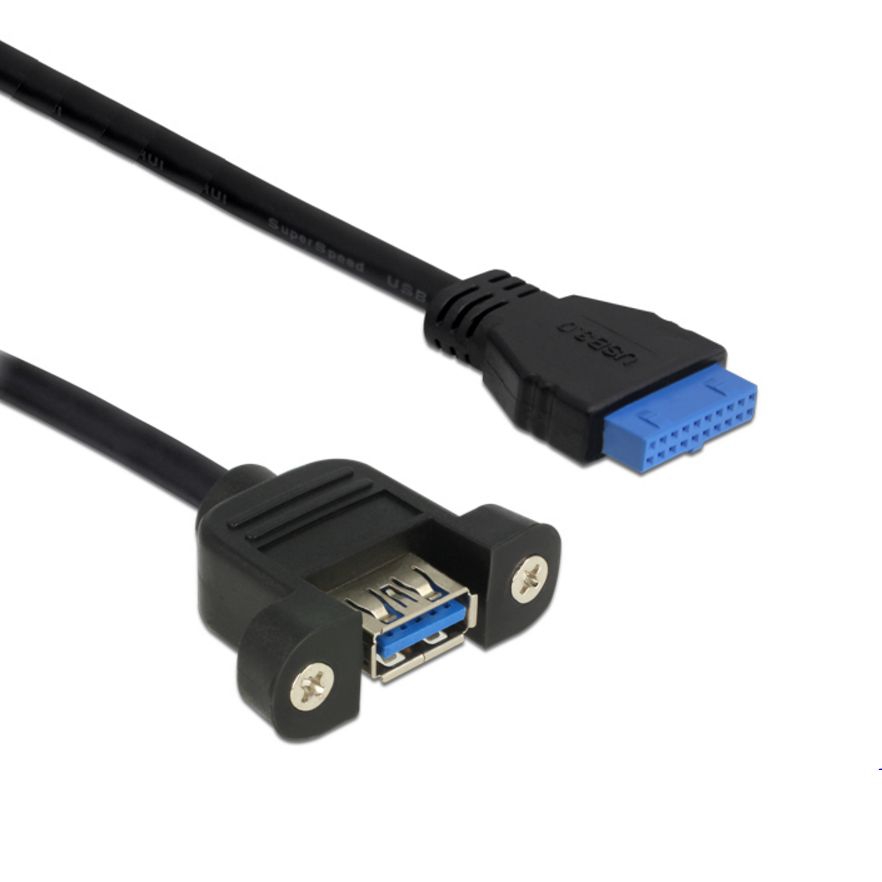 Mountable USB 3.0 cable A female with screws to board connector 50cm