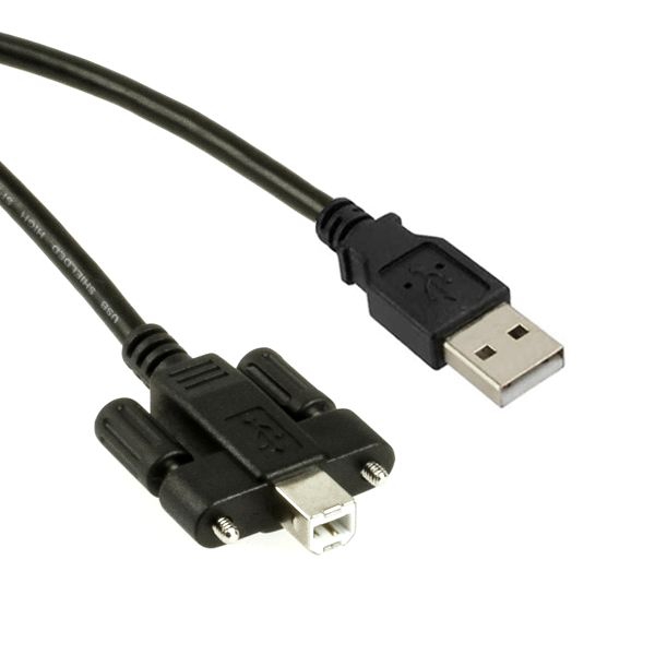 USB 2.0 cable, plug B with screws to plug A without screws, 5m