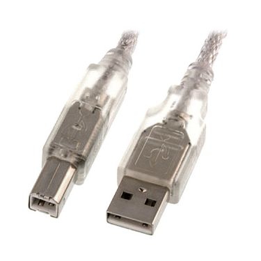 Short USB 2.0 cable PREMIUM QUALITY A-to-B silver translucent 30cm