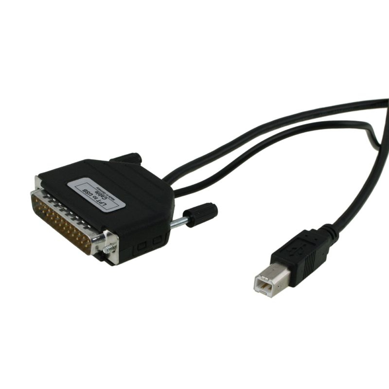 Parallel to USB Reverse Adapter: DB25 male to USB B male, LPT2USB, international version