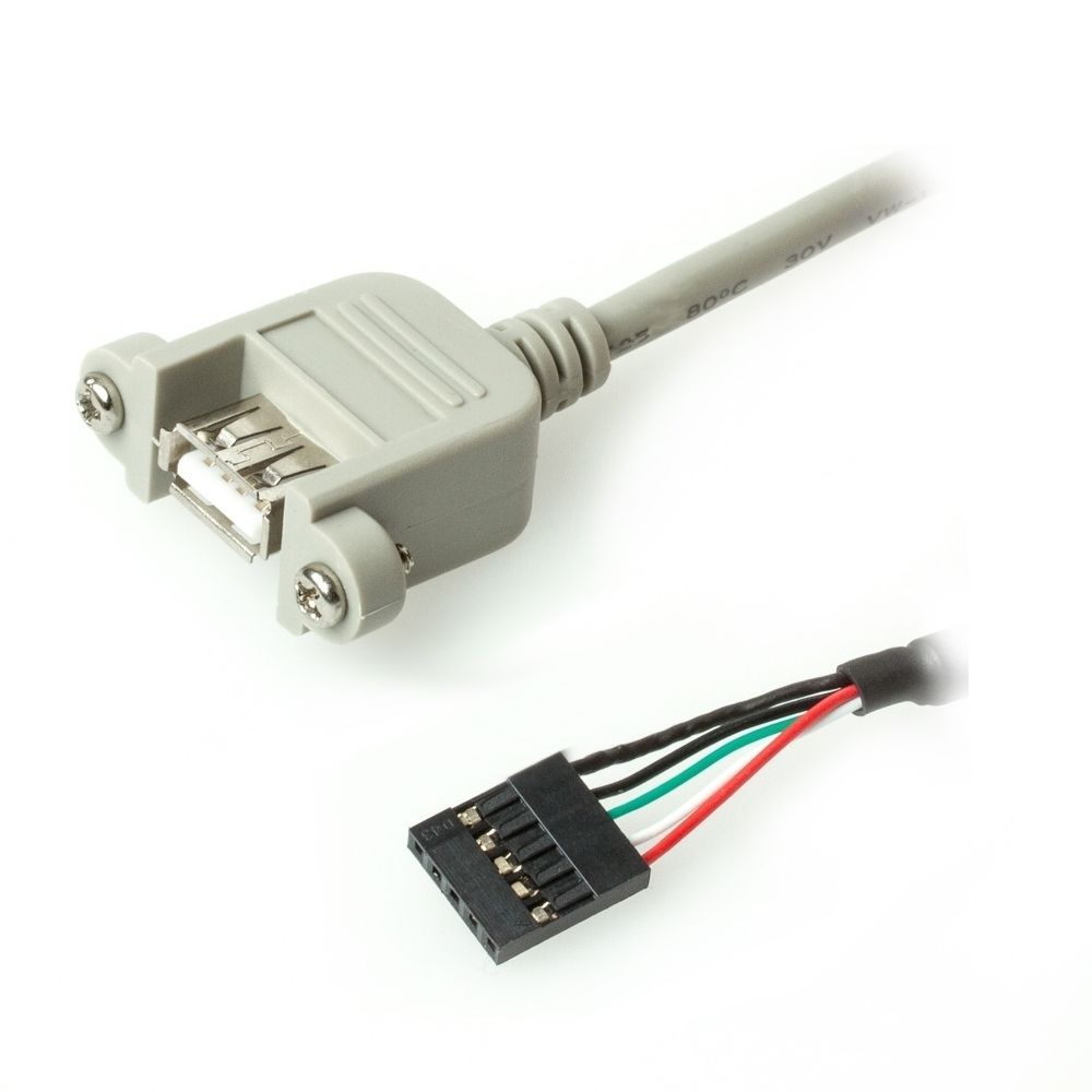 Panel Mount USB 2.0 cable A female screws to 5 pin board connector 35cm