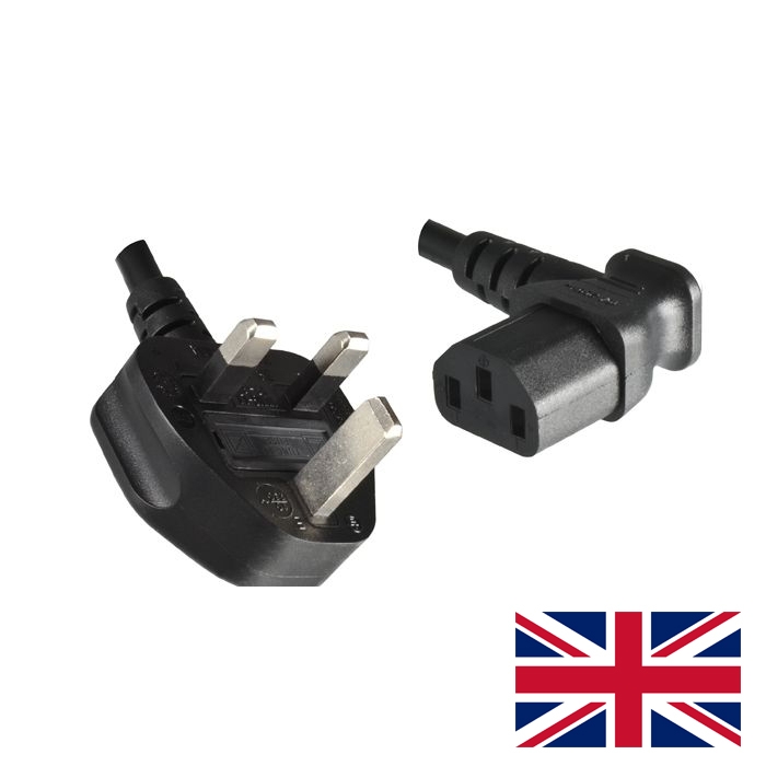 Power cord UK with C13 angled RIGHT 180cm