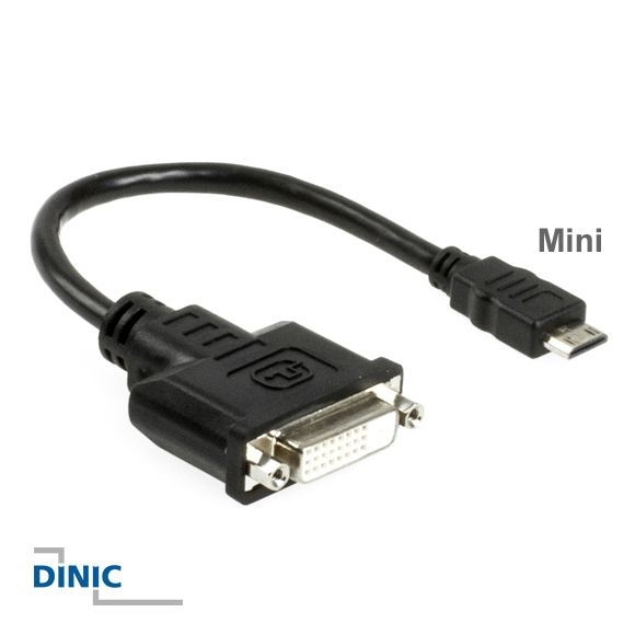 Adapter Mini HDMI male to DVI female BLACK 20cm