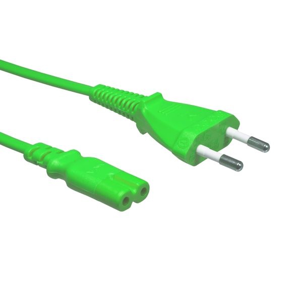 Green power cord for Europe EURO8 plug 180cm Green power cord for Europe EURO8 plug 180cm