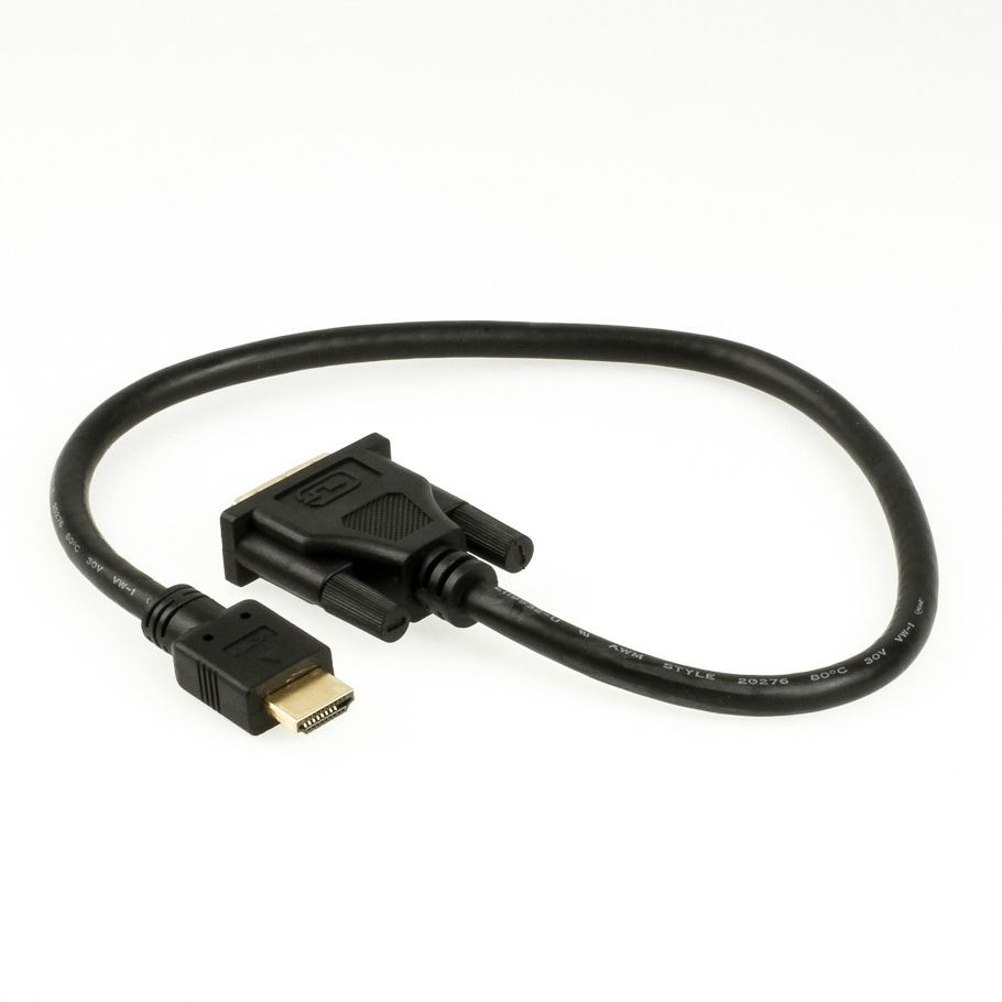 Short HDMI to DVI adapter cable, DVI plug type 18+1, 50cm