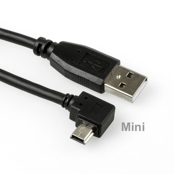 Angled MINI USB cable: USB A to Mini B ANGLED RIGHT 50cm