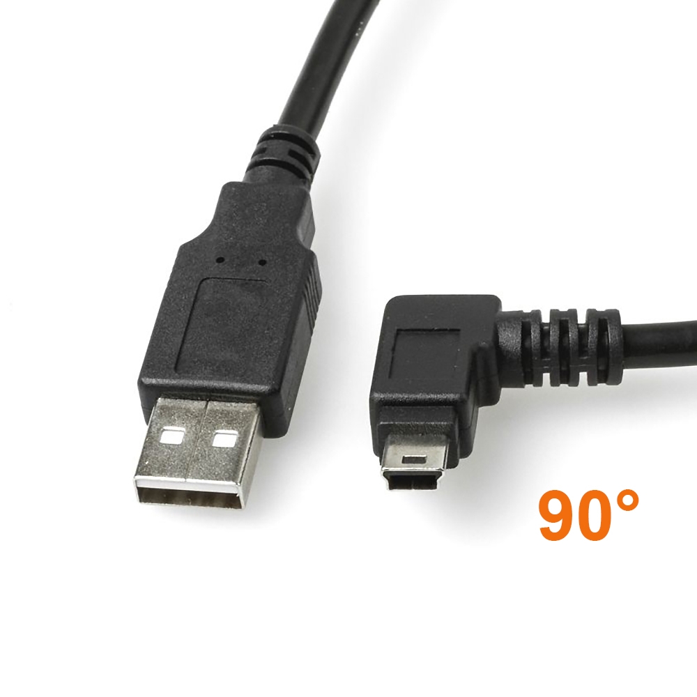 USB 2.0 cable with Mini B plug RIGHT ANGLED, UL cable material, 30cm