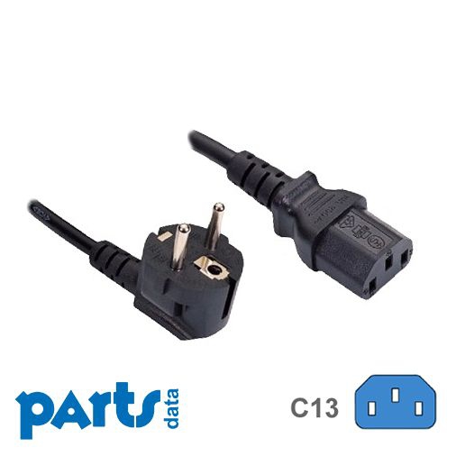Power cord for Continental Europe CEE 7/7 E+F 90° to C13 5m