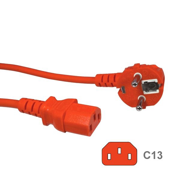 RED power cord for Continental Europe CEE 7/7 E+F to C13 5m