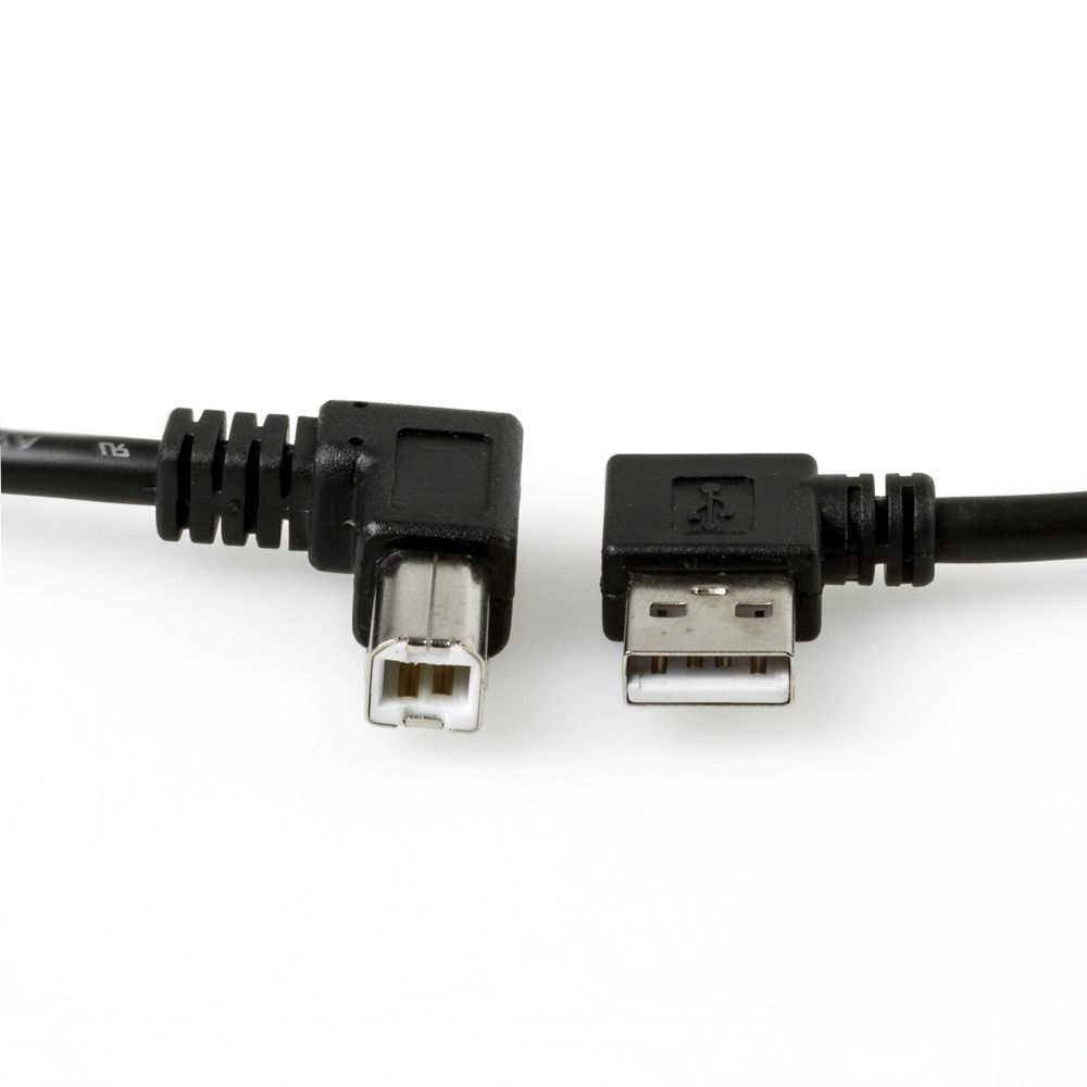 USB cable A left B right angled 2m