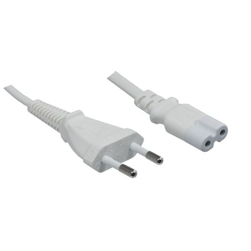 White power cord for Europe EURO8 plug 2m