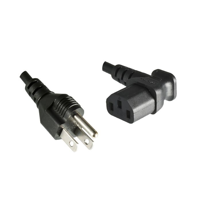 Power cord for USA Canada with C13 angled RIGHT 180cm