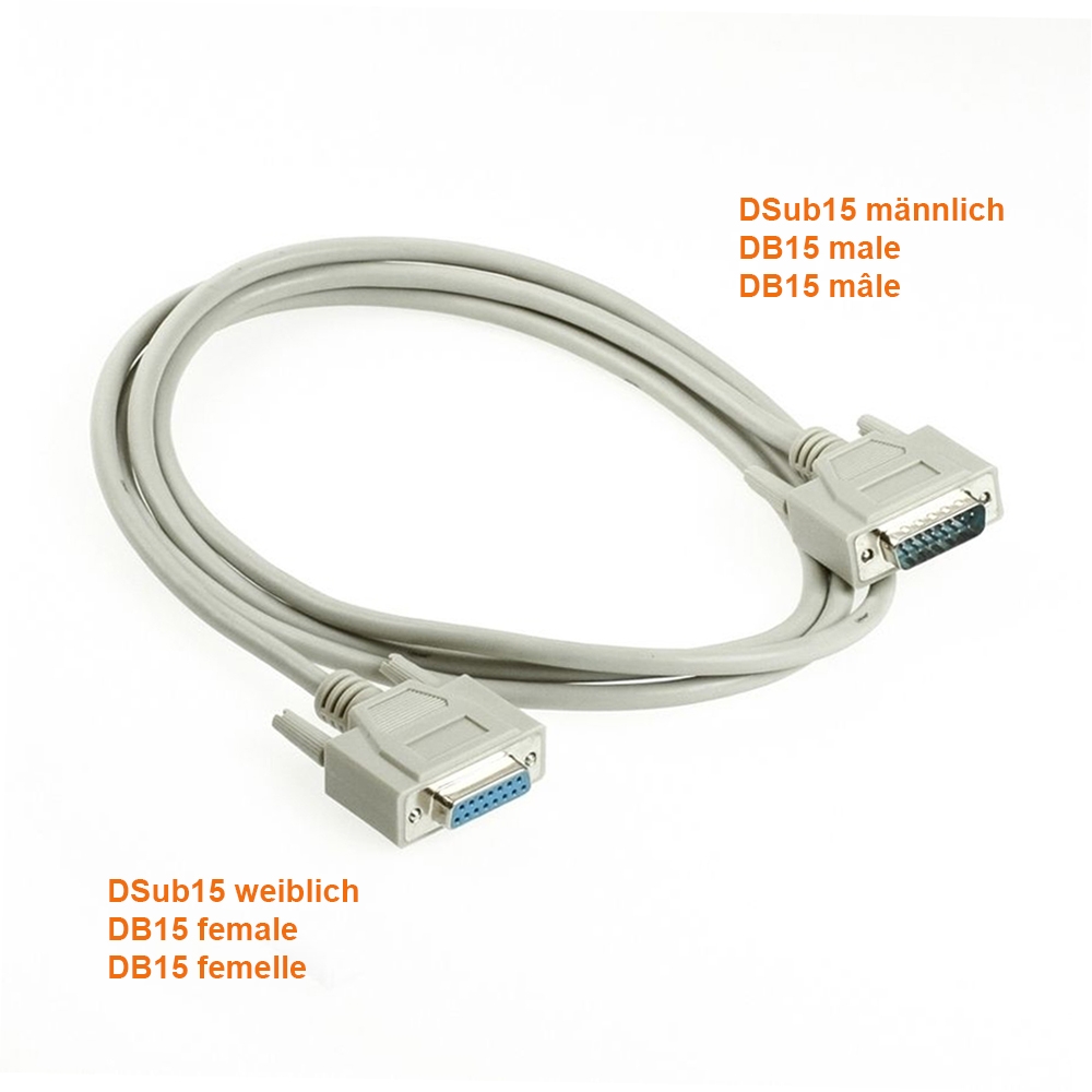 Cable DB15 male to female 3m