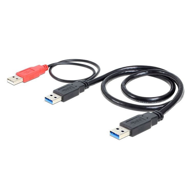 USB 3.0 dual power cable: 2x A male to 1x A male 50cm