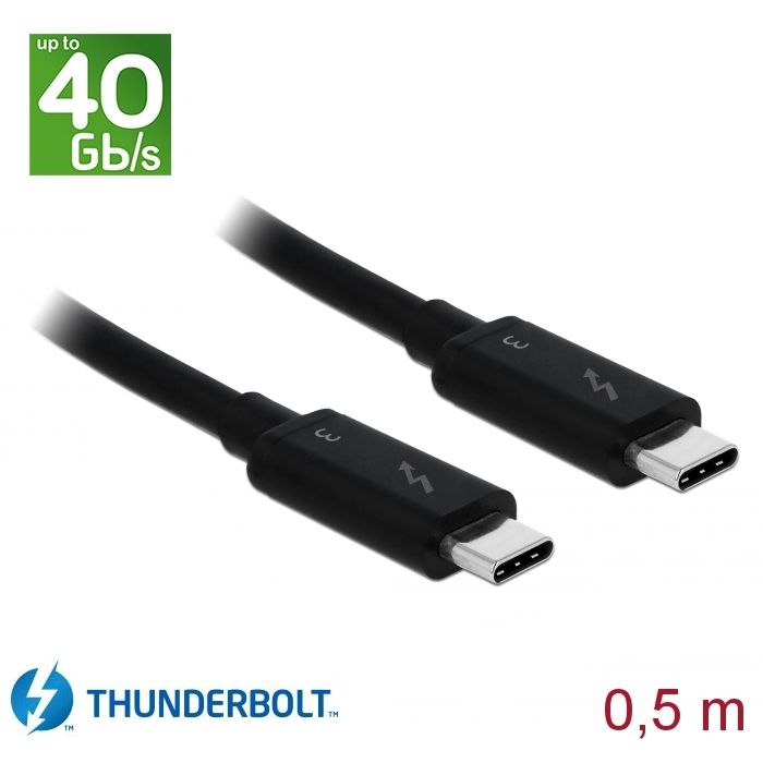 Thunderbolt 3 cable, C to C, 40 Gbps, 100W, 5A, 1m