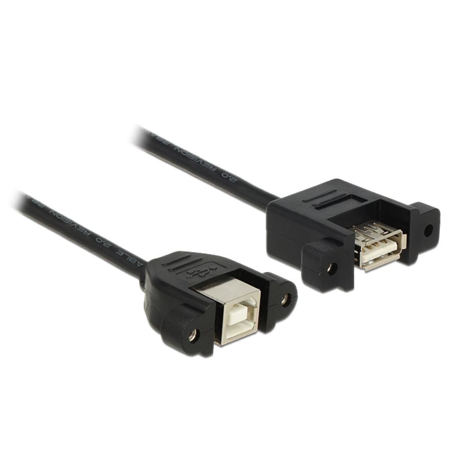 Mountable USB 2.0 cable A-female to B-female 25cm