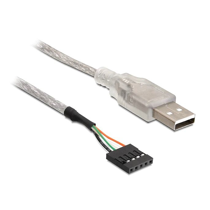 USB cable A male to 5 (4) pin board connector 70cm, silver