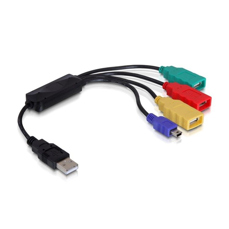 USB 2.0 HUB cable solution 3+1 ports DELOCK COLOR